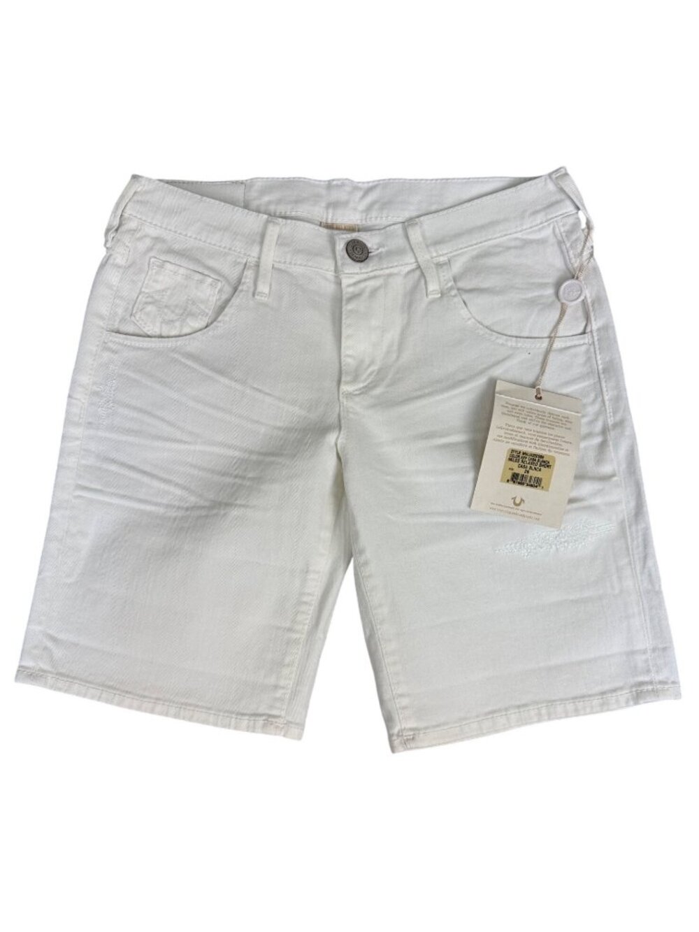 True Religion White Miles Relaxed Shorts Womens 26 Denim Distressed Beach